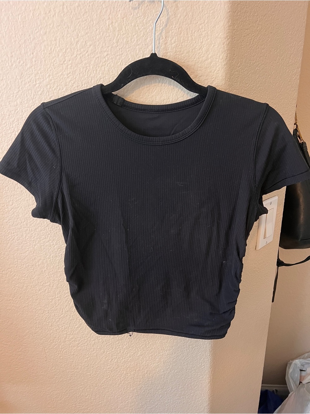 lululemon athletica Black Ribbed Short Sleeve Tee
